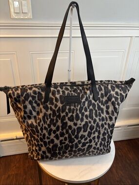 Rebecca Minkoff Nylon Leopard Print Tote Bag with Black Handles